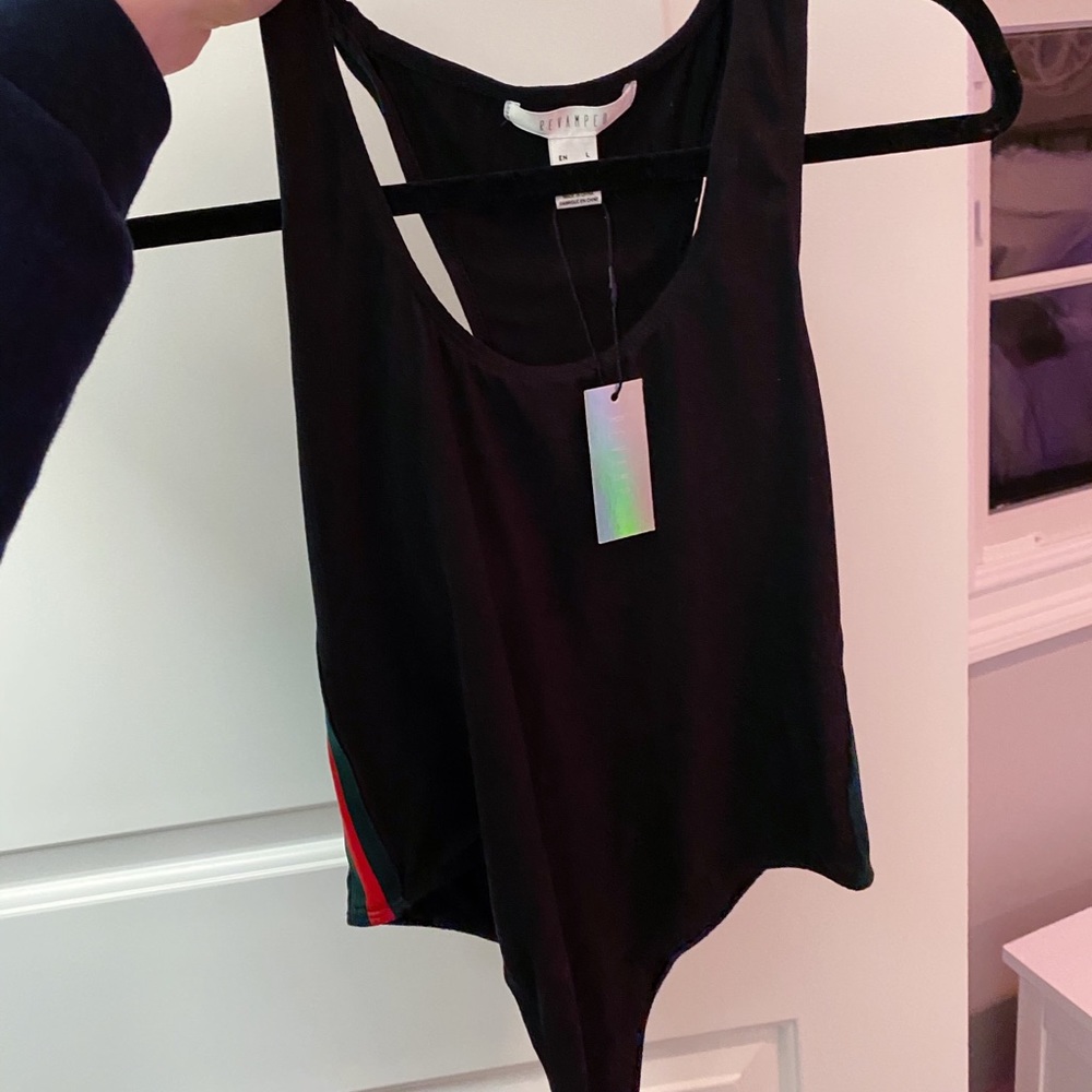 Red and green stripe bodysuit